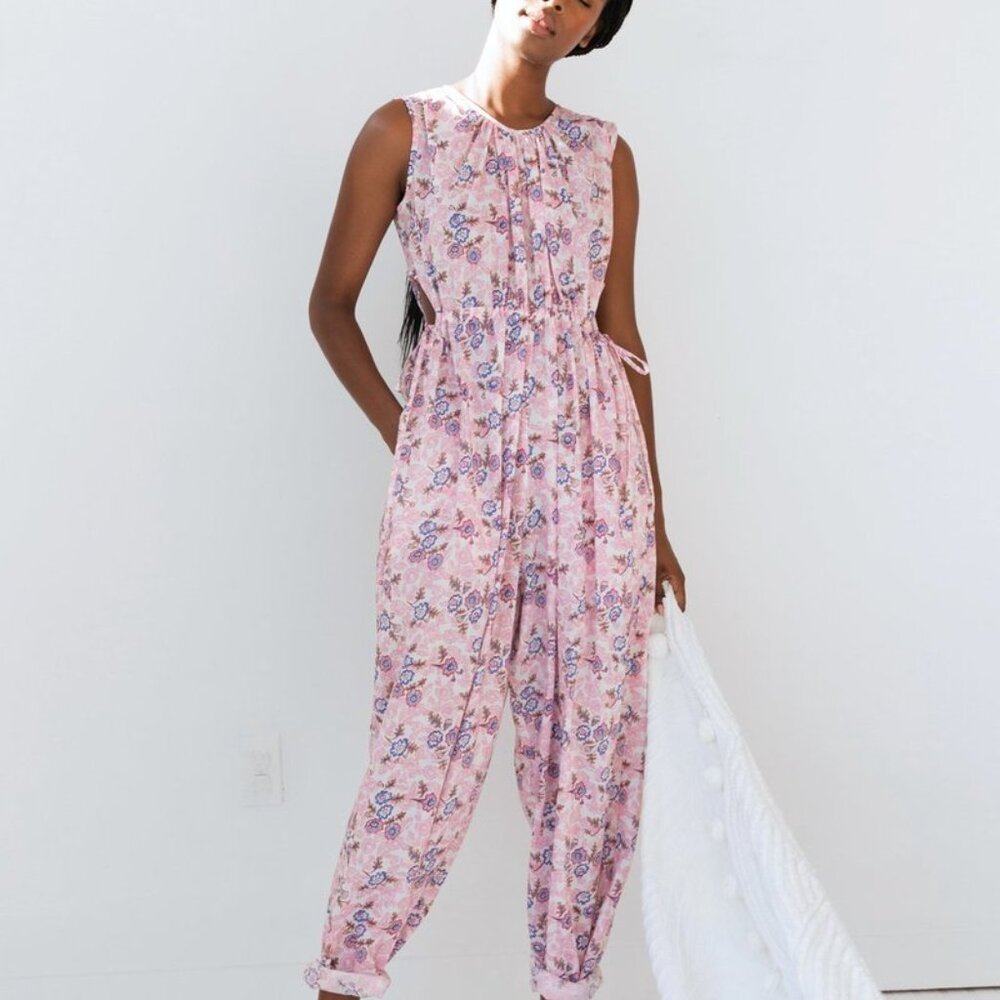 Caron Callahan Goa jumpsuit in bubblegum plaid sz small